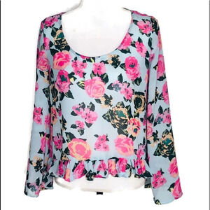 Cupid’s Diary blouse with pink flowers size Med.